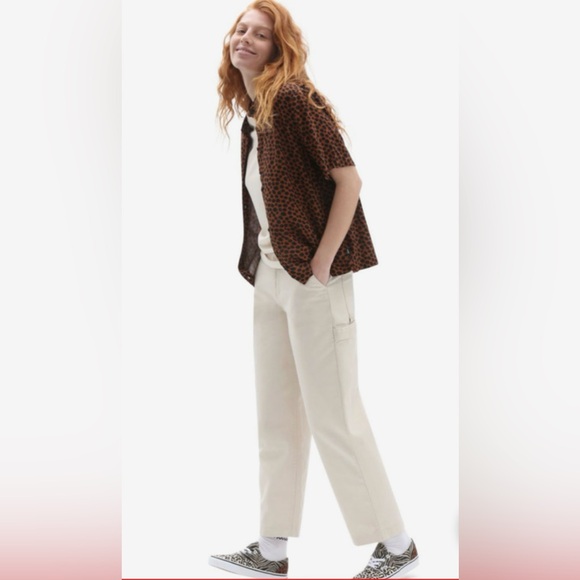 Vans Wild Woven Argan Oil Cheetah print Button Up Shirt, Size L - Picture 5 of 13